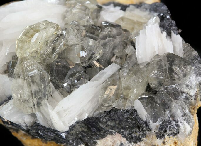 Cerussite Crystals with Bladed Barite on Galena- Morocco #44772